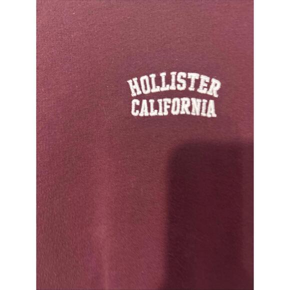 Hollister Cropped Sweatshirt Popover Women’s Small Burgundy Y2K - Picture 2 of 6
